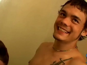 Young man throat fucks a straight naked thug with pleasure