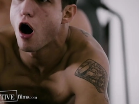 Army jock helps bunkmate accept himself & gives his first gay experience